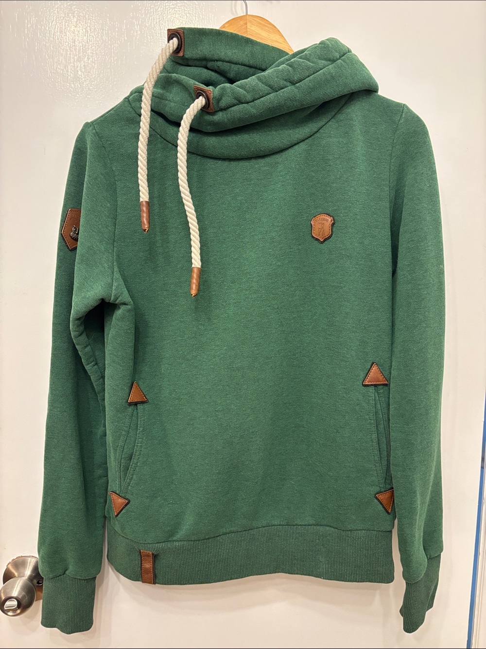 Naketano Forest Green Sweatshirt with Brown Leather Patch